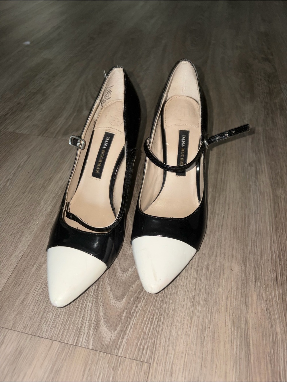 Dana Buchman Black and White Pointed Mary Jane Heels